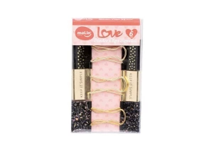 Prendedor de Papel Binder Decorado Preto Love Molin 32mm 6 Unid