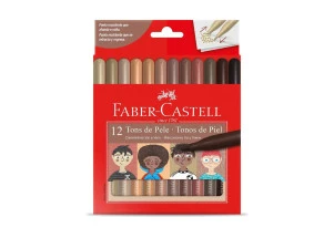 Canetinha Hidrográfica Vai e Vem Tons De Pele 12 Cores Faber Castell