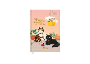 Agenda Diária 2025 Costurada Tilibra Purrfect Home Is Where My Cat Is 105mm x 148mm