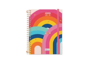 Agenda Diária 2025 Espiral Cadersil Be Kind Arco-Íris 130mm x 192mm