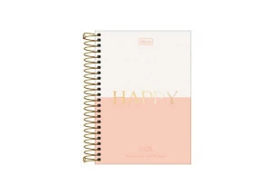 Agenda Diária 2025 Espiral Tilibra Happy Laranja 129mm x 187mm