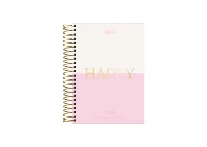 Agenda Diária 2025 Espiral Tilibra Happy Rosa 129mm x 187mm