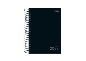 Agenda Diária 2025 Espiral Tilibra Spice Preta 140mm x 200mm