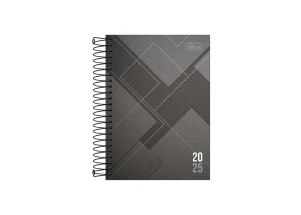 Agenda Diária 2025 Espiral Tilibra Zip Cinza 129mm x 187mm