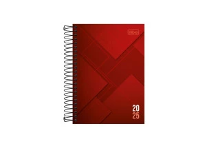 Agenda Diária 2025 Espiral Tilibra Zip Vermelho 129mm x 187mm