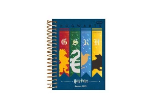 Agenda Diária 2025 Harry Potter Espiral Hogwarts Azul Jandaia 133mm x 178mm