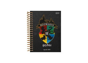 Agenda Diária 2025 Harry Potter Espiral Hogwarts Preto Jandaia 133mm x 178mm