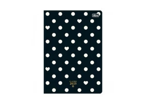 Agenda Planner 2025 Mensal Grampeado Tilibra West Village Coração e Bolinhas 178mm x 254mm