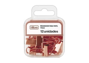 Prendedor de Papel Binder Ouro Rose Tilibra 19mm 12 Un