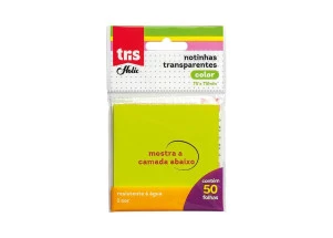 Bloco Adesivo Transparente Com Cor Amarelo Tris Holic Pop T001