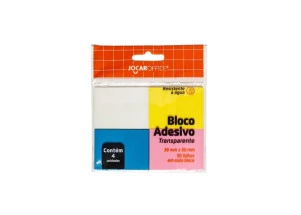 Bloco Adesivo Transparente Jocar Office C/4 Cores 38x50mm
