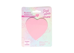 Bloco Adesivo Transparente Pink Vibes Coração 50F
