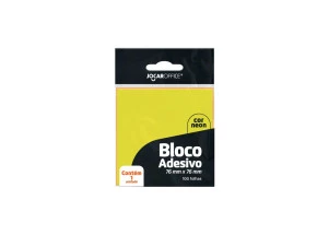 Bloco Adesivo Amarelo Neon Jocar Office 76mmx76mm 100F