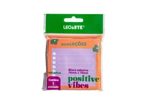 Bloco Adesivo Positive Vibes Flor 76mmx76mm 100f - LeoArte