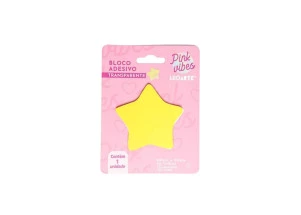 Bloco Adesivo Transparente Pink Vibes Estrela 50F
