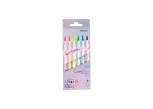 Caneta Newpen Lumina Brush Highlighter Neon com 6 Cores
