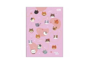 Caderno Brochurão Hug Me Tilibra 80F Rosa Gatinhos