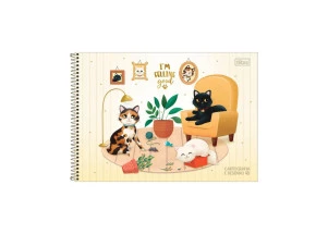 Caderno Cartografia E Desenho Purrfect Cats Tilibra Branco