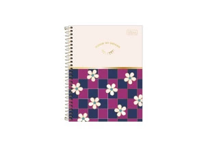 Caderno Colegial 10 Matérias Check Pop Off White Tilibra