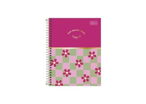 Caderno Colegial 10 Matérias Check Pop Rosa Tilibra