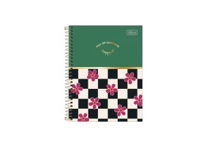 Caderno Colegial 10 Matérias Check Pop Verde Tilibra