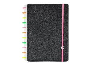 Caderno Inteligente Grande Let's Glitter Neon Black