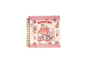 Caderno Kawaii Fofo Branco Espiral Gourmet Bear