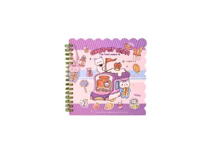 Caderno Kawaii Fofo Roxo Espiral Gourmet Bear