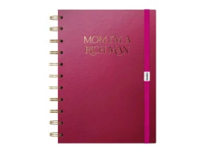 Caderno Studies Mom I'm A Rich Man Magenta Linhas Brancas