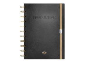 Caderno Studies Productive Preto Linhas Brancas