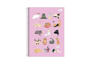 Caderno Universitário 1 Matéria 80F Hug Me Tilibra Gatinhos Rosa