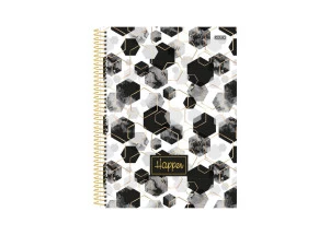 Caderno Universitário 10 Matérias Happen São Domingos Branco&Preto