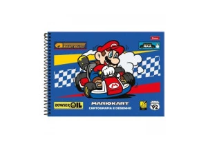 Caderno Cartografia E Desenho Super Mario Bros Azul Foroni 80F