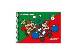Caderno Cartografia E Desenho Super Mario Bros Vermelho Foroni 80F