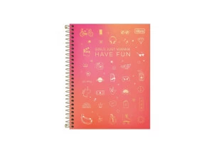 Caderno Colegial 10 Matérias Doodles Laranja Tilibra