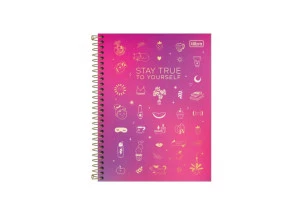 Caderno Colegial 10 Matérias Doodles Rosa Tilibra