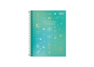 Caderno Colegial 10 Matérias Doodles Verde Tilibra
