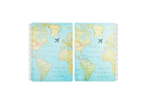 Caderno Inteligente Capa e Contracapa Grande Mapa Mundi Azul