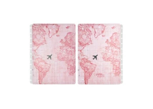 Caderno Inteligente Capa e Contracapa Grande Mapa Mundi Rosa