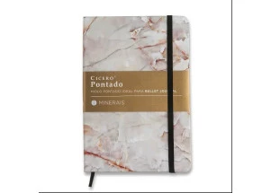 Caderno Pontado Minerais Mármore Branco 14x21 - Cicero