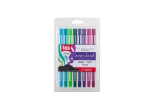 Caneta Brush Pen Aurora Boreal Tris Ponta Dupla 8 Cores