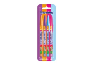 Caneta Esferográfica Mentos Compactor Jet Lux Blister C/4 Cores
