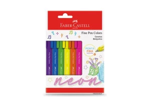 Caneta Fine Pen Faber Castell c/ 6 Cores Neon Colors