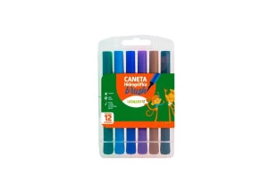 Caneta Hidrográfica Brush Pen Leo&Leo 12 Cores