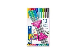 Caneta Staedtler Ponta Fina FineLiner Triplus 10 + 3 Grátis