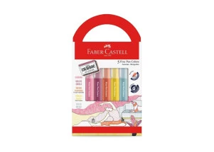 Caneta Ponta Fina Faber-Castell Fine Pen Com Cheirinho Revigora e Energiza 5 Cores