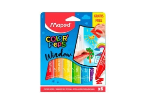 Canetinha Hidrografica Para Vidro Maped Color Peps 6 Cores