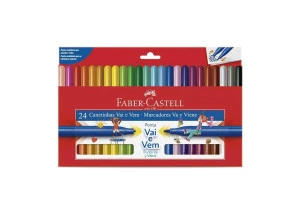 Canetinha Hidrográfica Vai e Vem 24 Cores Faber-Castell