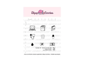 Cartela de Carimbos M - "Icones do dia a dia" - Lilipop Carimbos