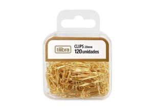 Clips de Papel Dourado 28mm 120 unidades Tilibra